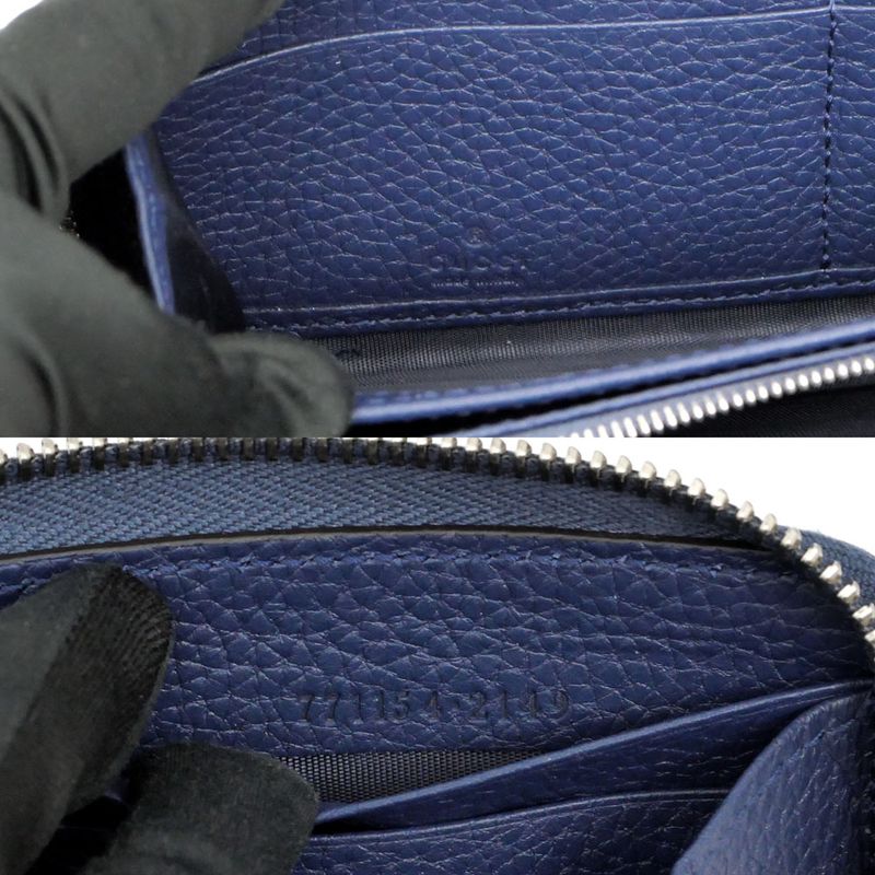 GUCCI Logo Zip Around Wallet 771154 Blue - Blue Navy - Silver