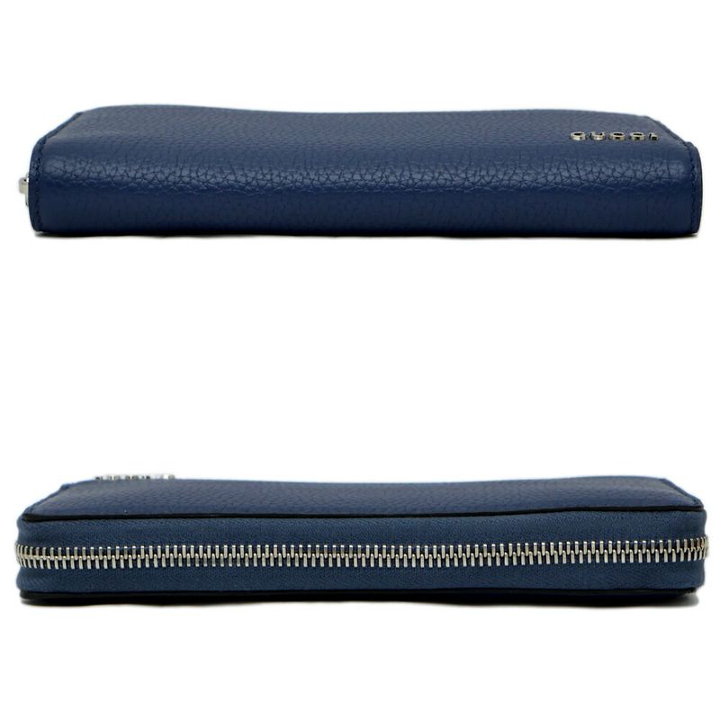 GUCCI Logo Zip Around Wallet 771154 Blue - Blue Navy - Silver