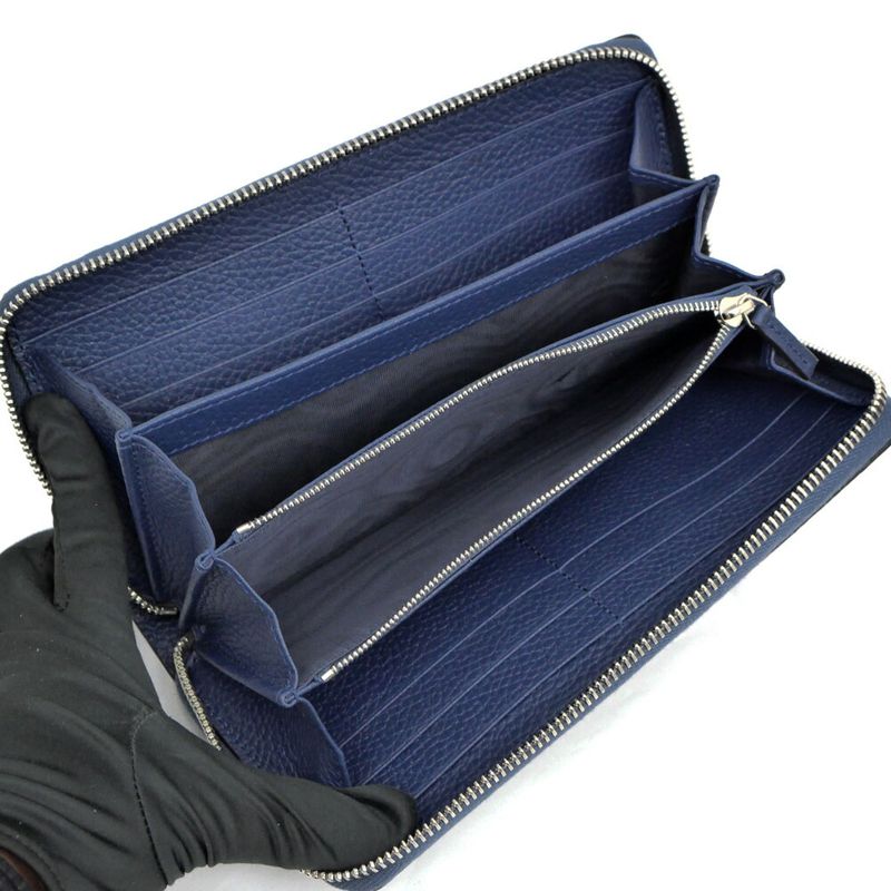 GUCCI Logo Zip Around Wallet 771154 Blue - Blue Navy - Silver