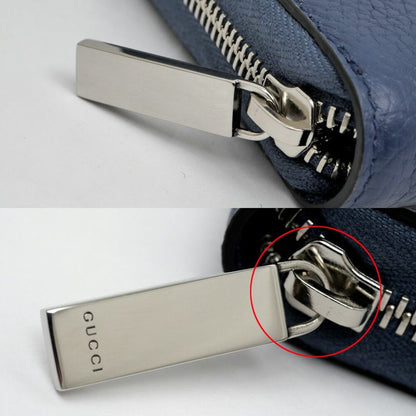 GUCCI Logo Zip Around Wallet 771154 Blue - Blue Navy - Silver