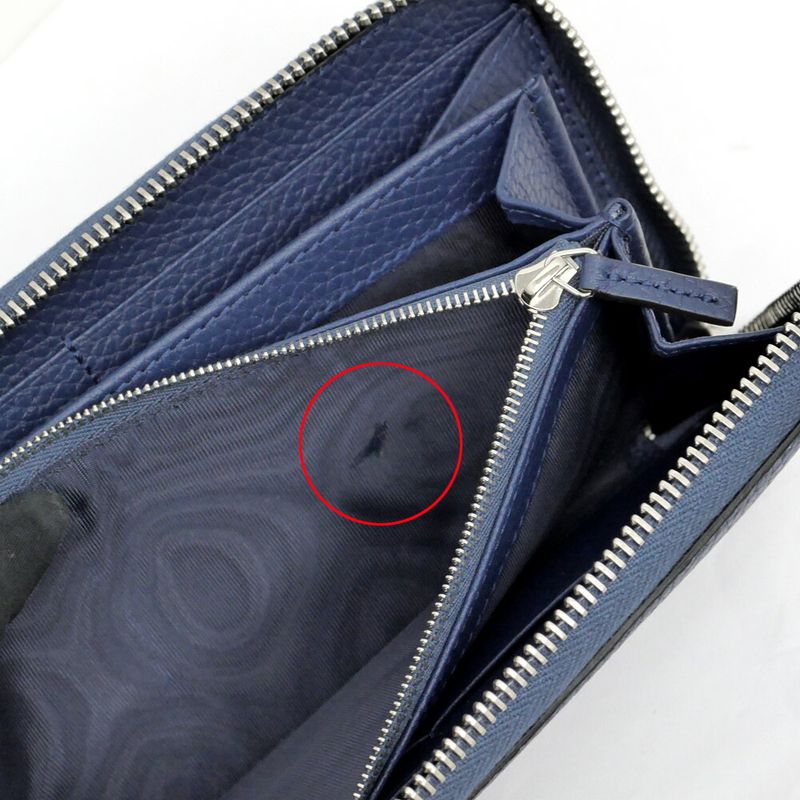 GUCCI Logo Zip Around Wallet 771154 Blue - Blue Navy - Silver