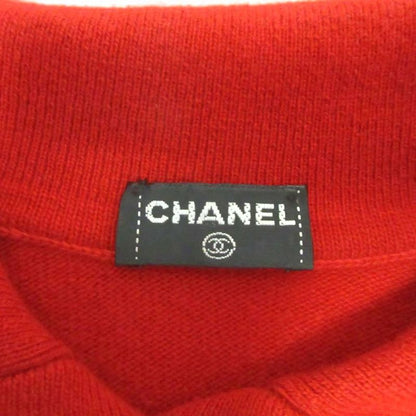 CHANEL Vintage Pure Cashmere Knit Polo Coco Mark Embroidery Sweater Long Sleeve