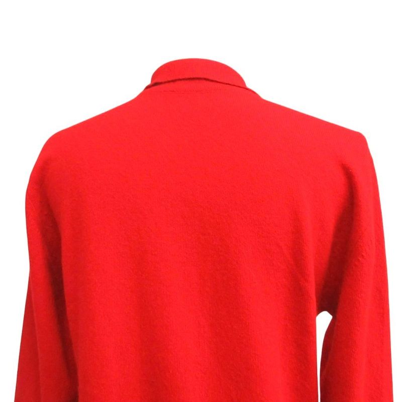 CHANEL Vintage Pure Cashmere Knit Polo Coco Mark Embroidery Sweater Long Sleeve