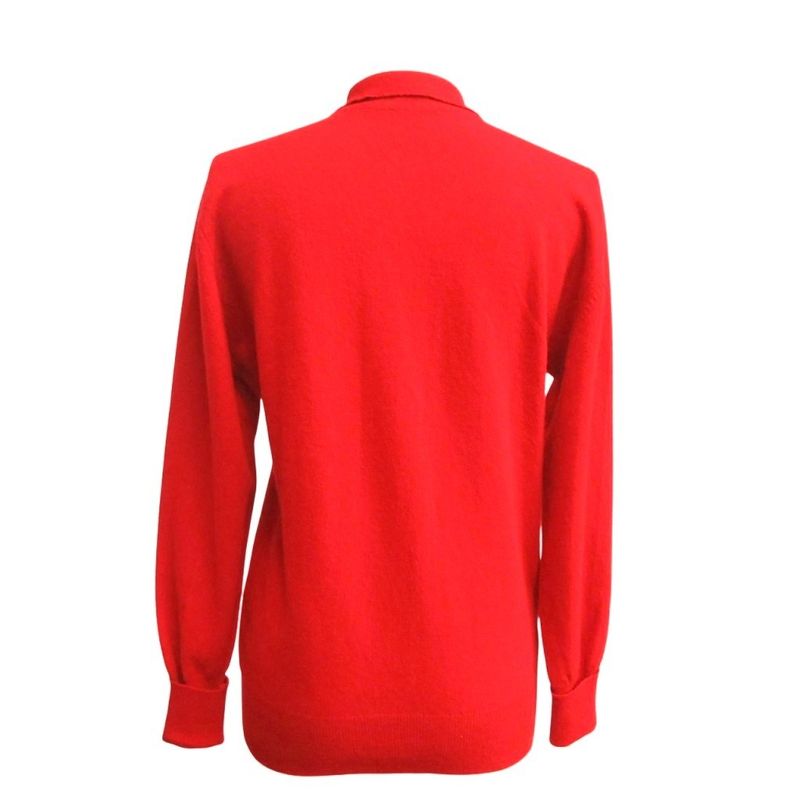 CHANEL Vintage Pure Cashmere Knit Polo Coco Mark Embroidery Sweater Long Sleeve