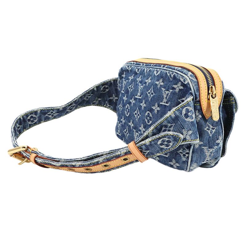 Louis Vuitton Monogram Denim Bum Bag Waist Pouch Body Blue