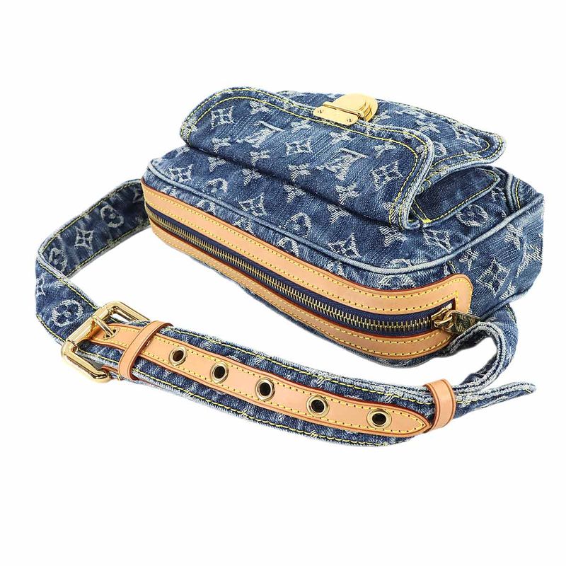 Louis Vuitton Monogram Denim Bum Bag Waist Pouch Body Blue