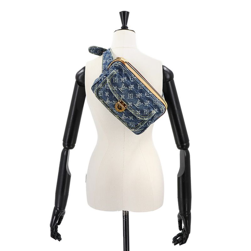 Louis Vuitton Monogram Denim Bum Bag Waist Pouch Body Blue