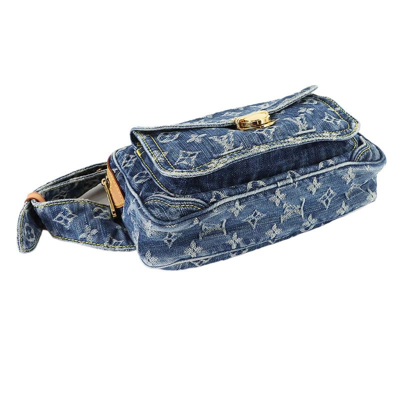 Louis Vuitton Monogram Denim Bum Bag Waist Pouch Body Blue