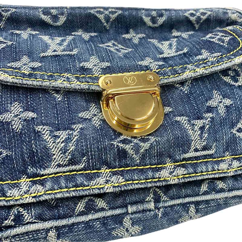 Louis Vuitton Monogram Denim Bum Bag Waist Pouch Body Blue