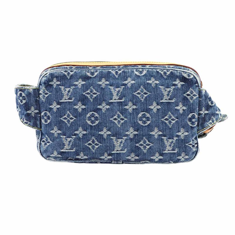 Louis Vuitton Monogram Denim Bum Bag Waist Pouch Body Blue