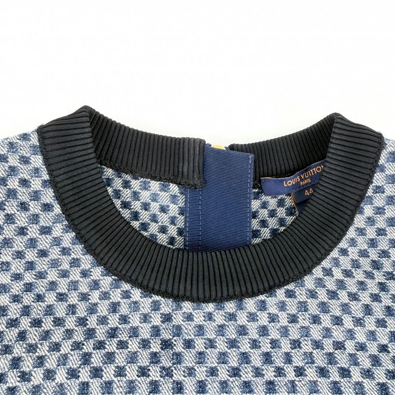 Louis Vuitton 44 Blue Black Gold Hardware Cotton Leather Monogram Spring Summer