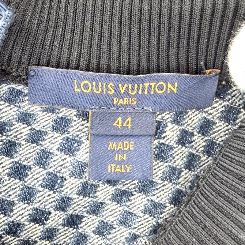Louis Vuitton 44 Blue Black Gold Hardware Cotton Leather Monogram Spring Summer