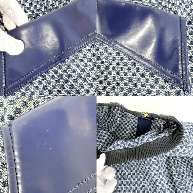 Louis Vuitton 44 Blue Black Gold Hardware Cotton Leather Monogram Spring Summer