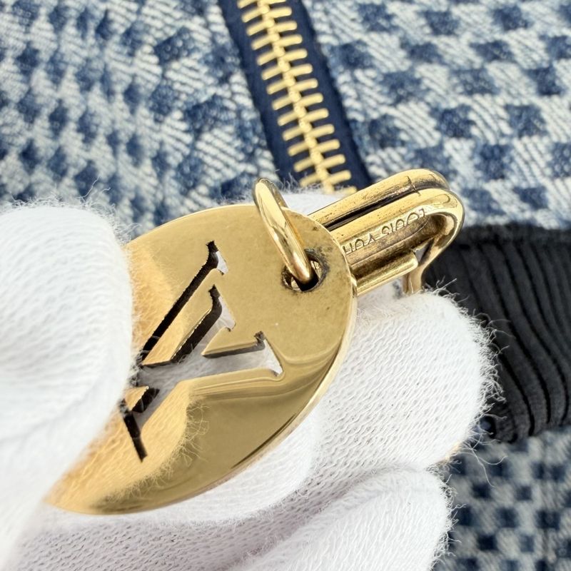 Louis Vuitton 44 Blue Black Gold Hardware Cotton Leather Monogram Spring Summer