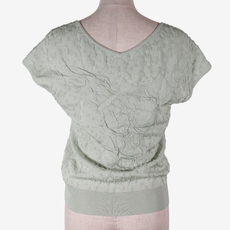 CHANEL Coco Mark Short Sleeve P43857k04517 Rayon Pastel Green Women's Knit