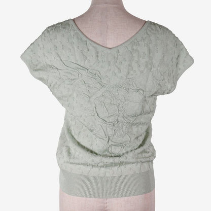 CHANEL Coco Mark Short Sleeve P43857k04517 Rayon Pastel Green Women's Knit