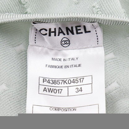 CHANEL Coco Mark Short Sleeve P43857k04517 Rayon Pastel Green Women's Knit