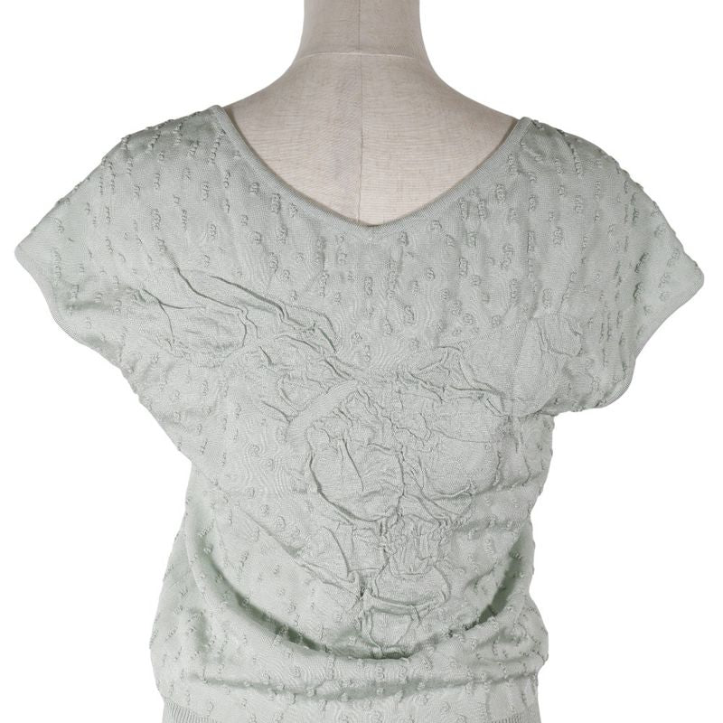 CHANEL Coco Mark Short Sleeve P43857k04517 Rayon Pastel Green Women's Knit