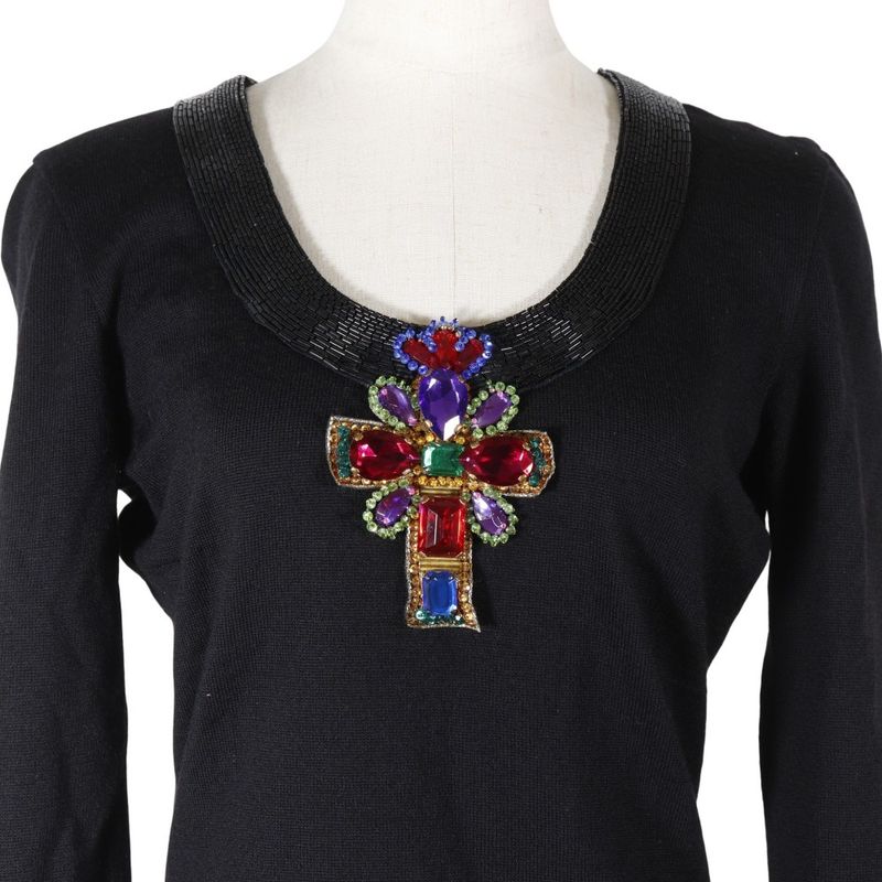 VERSACE Gianni VERSACE Bijou Cloth Wool Black Ladies Seta