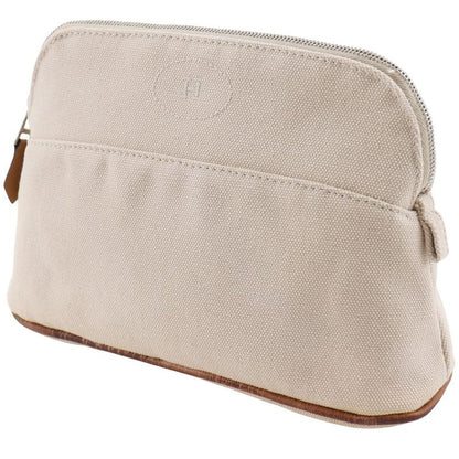 HERMES Bolide Pouch 20 Canvas Beige Unisex Pouch