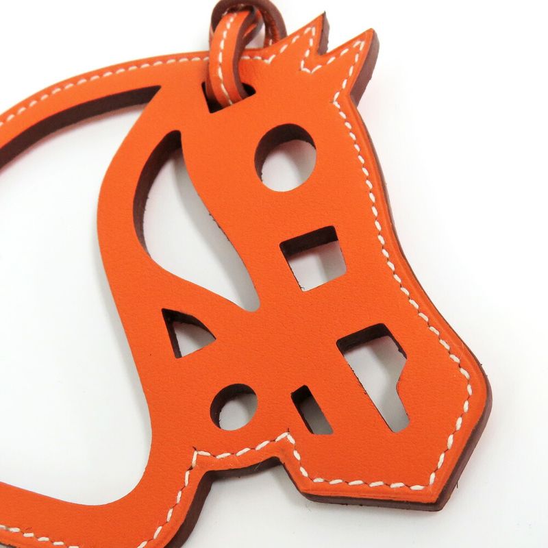 HERMES Paddock Charm Cheval Leather Orange Horse Bag Charm Accessory