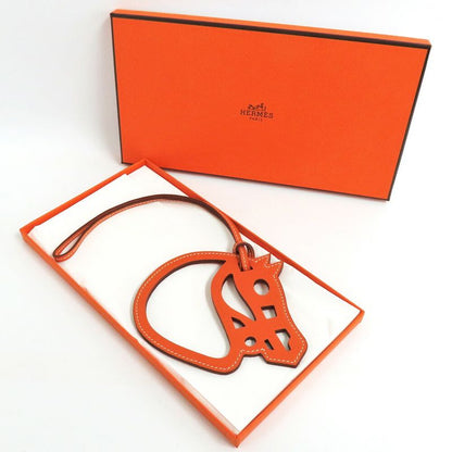 HERMES Paddock Charm Cheval Leather Orange Horse Bag Charm Accessory