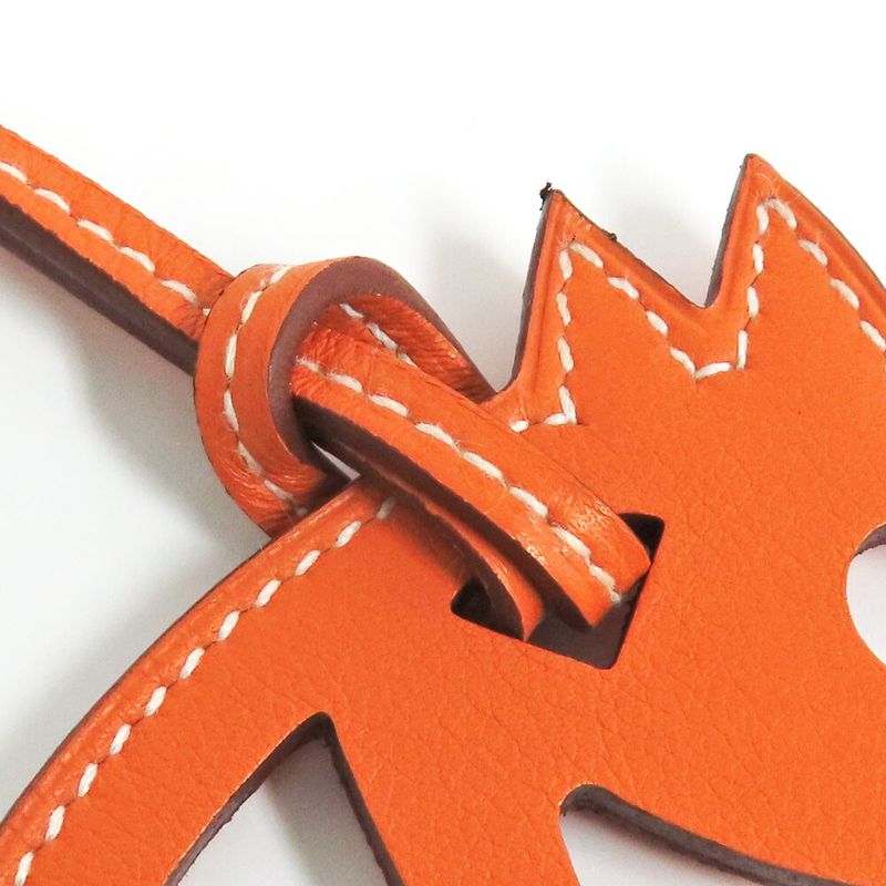 HERMES Paddock Charm Cheval Leather Orange Horse Bag Charm Accessory
