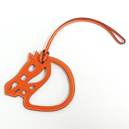 HERMES Paddock Charm Cheval Leather Orange Horse Bag Charm Accessory