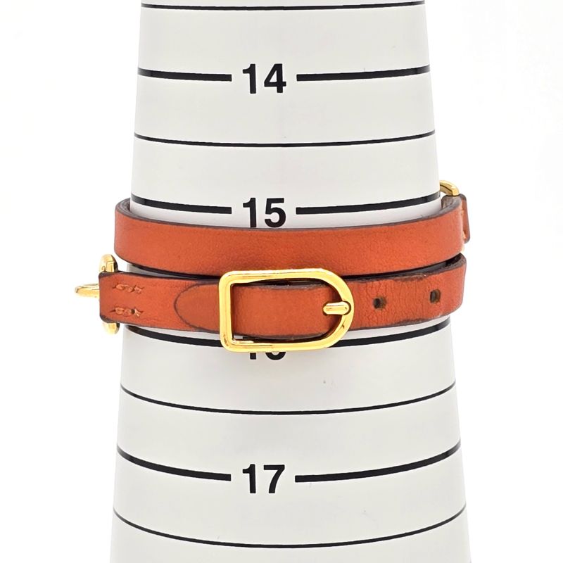 HERMES Leather Bracelet Etrier Double Tour Double Wrap O Stamp T2 Arm Circumfere