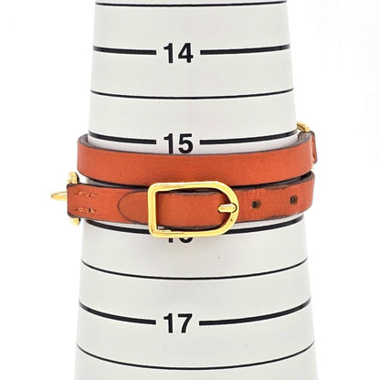 HERMES Leather Bracelet Etrier Double Tour Double Wrap O Stamp T2 Arm Circumfere