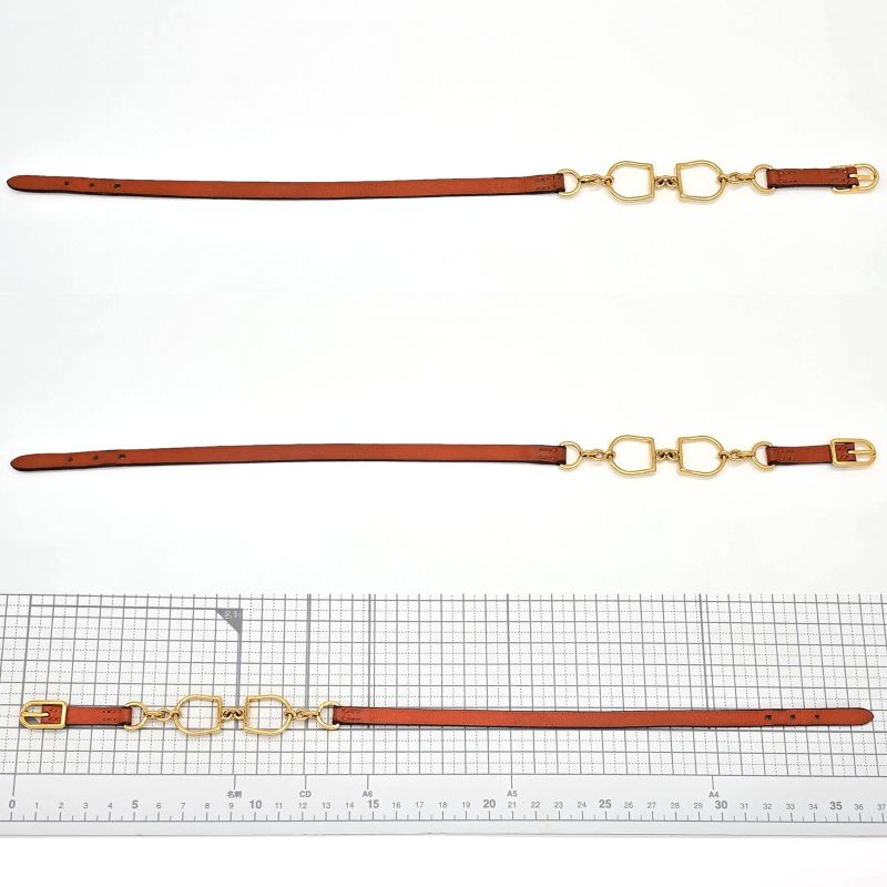 HERMES Leather Bracelet Etrier Double Tour Double Wrap O Stamp T2 Arm Circumfere