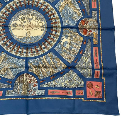 HERMES Scarf Silk Carre 90 Le Songe De Poliphile Dream Blue - Box Included