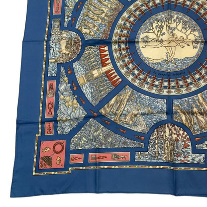 HERMES Scarf Silk Carre 90 Le Songe De Poliphile Dream Blue - Box Included