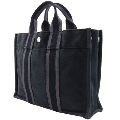 HERMES Sac Fourre Tout PM Cotton Canvas Black Unisex Handbag