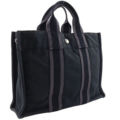 HERMES Sac Fourre Tout PM Cotton Canvas Black Unisex Handbag