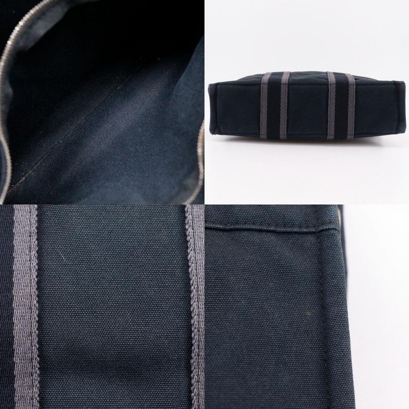 HERMES Sac Fourre Tout PM Cotton Canvas Black Unisex Handbag