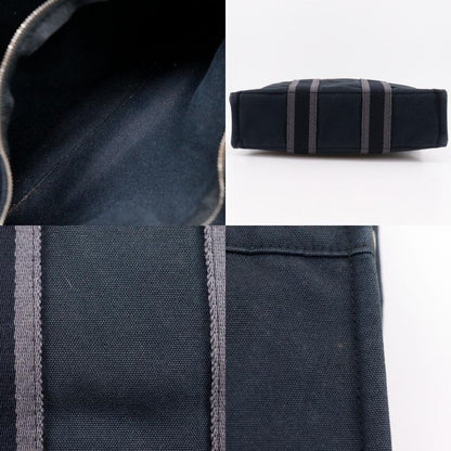 HERMES Sac Fourre Tout PM Cotton Canvas Black Unisex Handbag