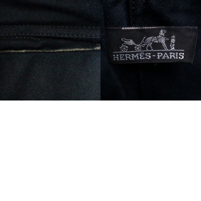 HERMES Sac Fourre Tout PM Cotton Canvas Black Unisex Handbag