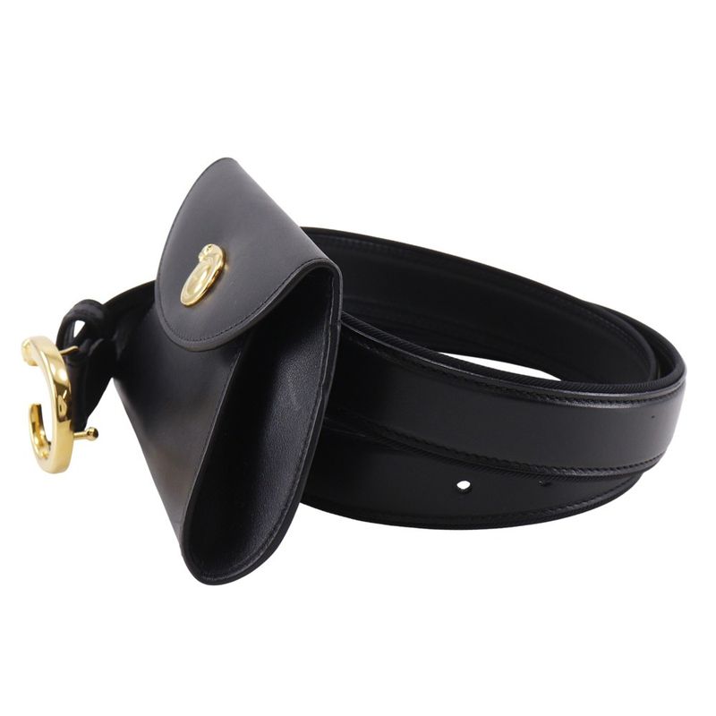 Cartier Panther Pochette Cuff X Gold Plated Black Women's Belt