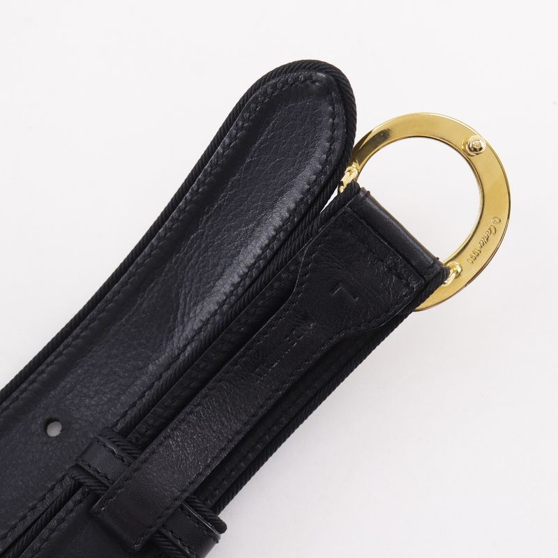 Cartier Panther Pochette Cuff X Gold Plated Black Women's Belt