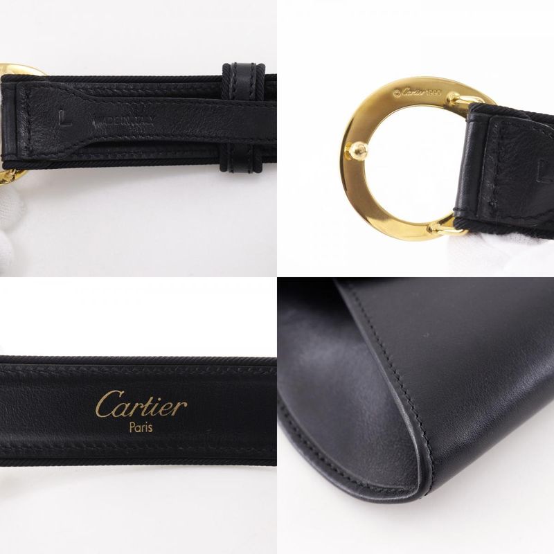 Cartier Panther Pochette Cuff X Gold Plated Black Women's Belt