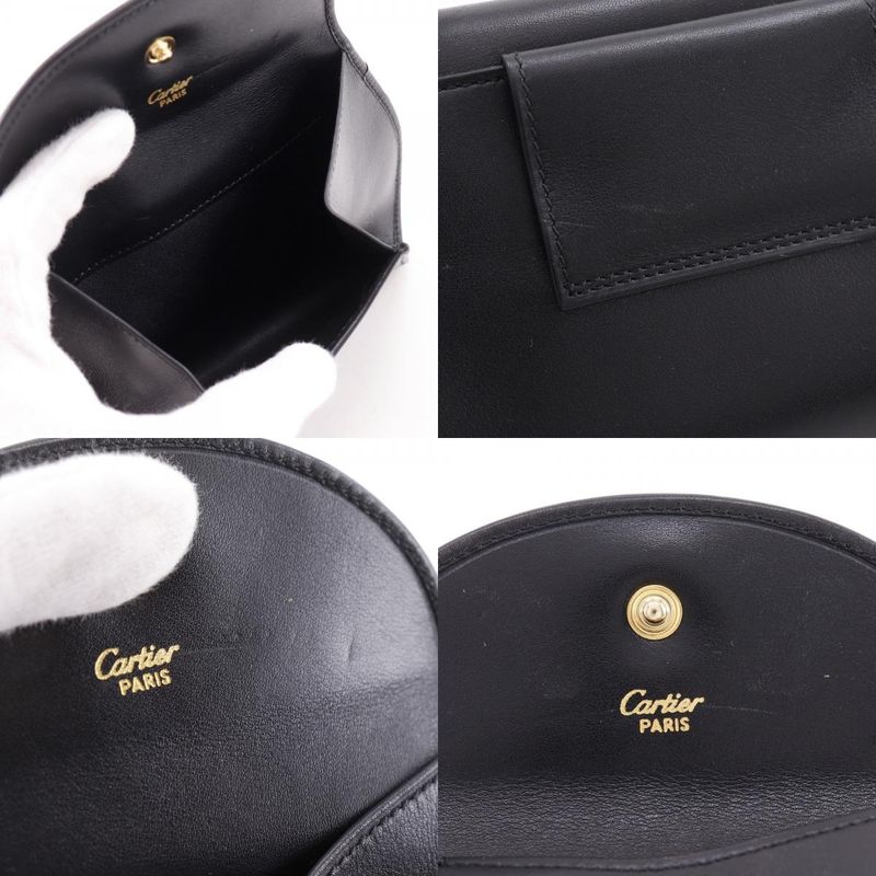 Cartier Panther Pochette Cuff X Gold Plated Black Women's Belt