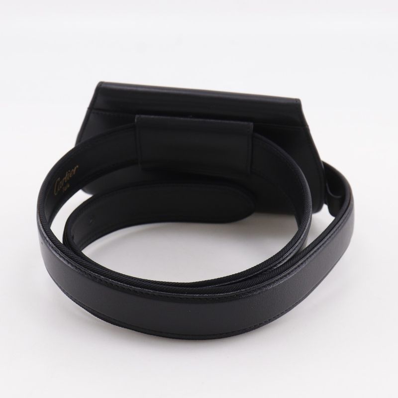 Cartier Panther Pochette Cuff X Gold Plated Black Women's Belt
