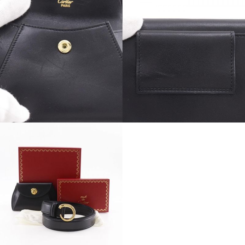 Cartier Panther Pochette Cuff X Gold Plated Black Women's Belt