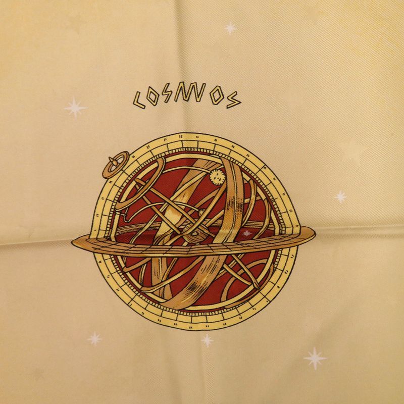 HERMES Carre 90 Cosmos Horse Silk Yellow Gold Scarf 0064 HERMES
