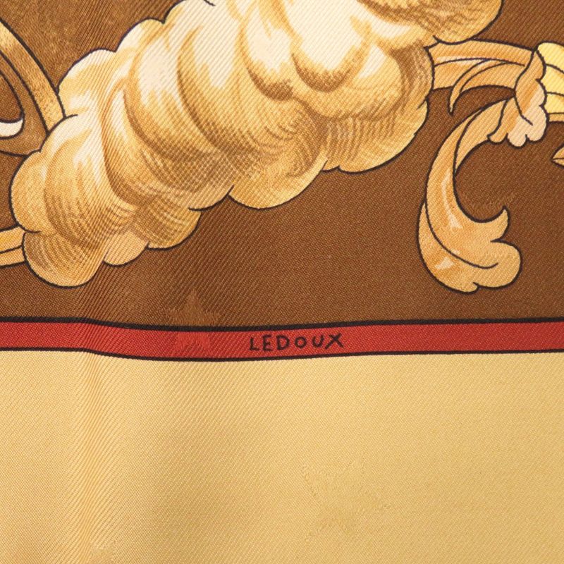HERMES Carre 90 Cosmos Horse Silk Yellow Gold Scarf 0064 HERMES