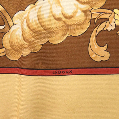 HERMES Carre 90 Cosmos Horse Silk Yellow Gold Scarf 0064 HERMES