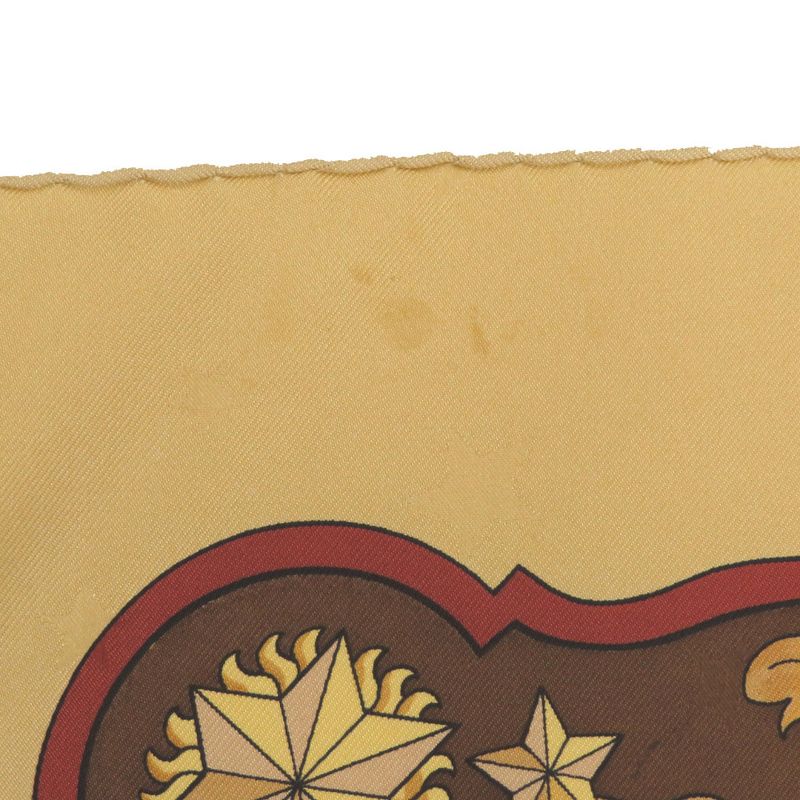 HERMES Carre 90 Cosmos Horse Silk Yellow Gold Scarf 0064 HERMES