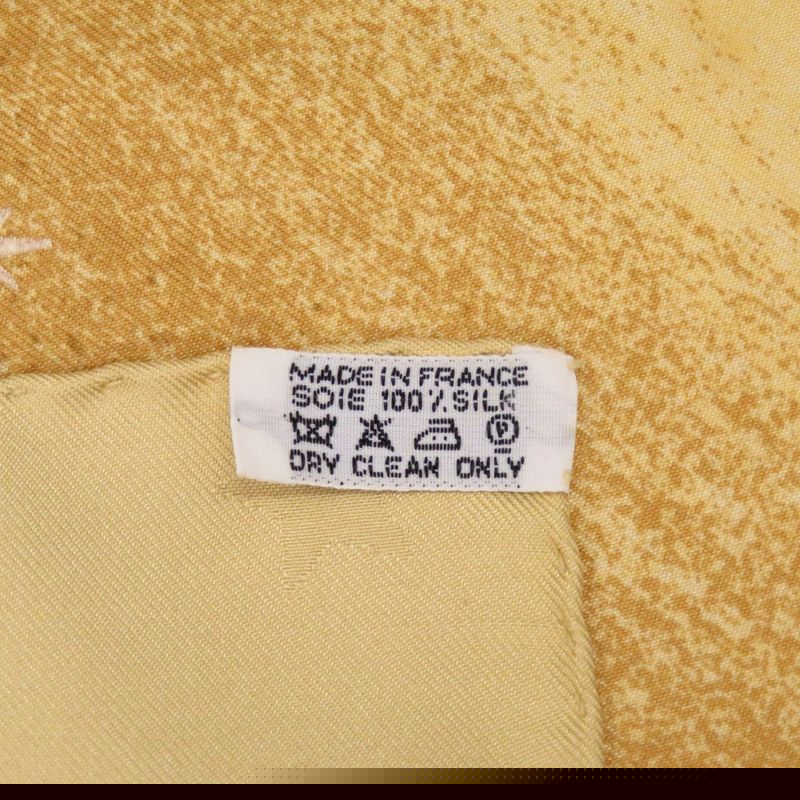 HERMES Carre 90 Cosmos Horse Silk Yellow Gold Scarf 0064 HERMES