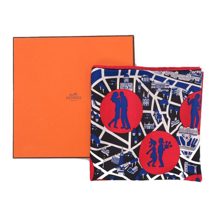 Unused HERMES Carre 90 New Lovers Of Paris Les Nouveaux Amoureux De Paris Scarf